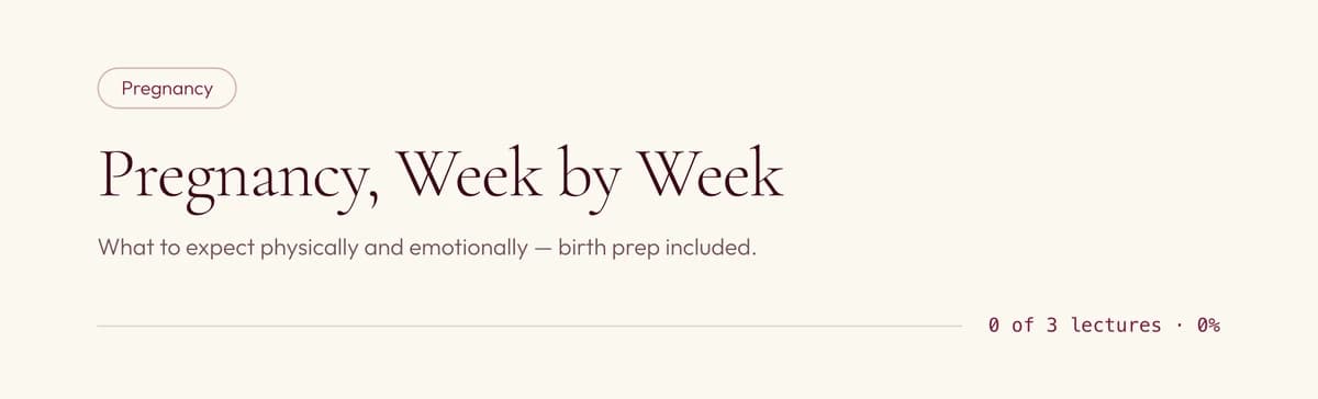 The Pregnancy, Week by Week module opened, showing its phase label and progress